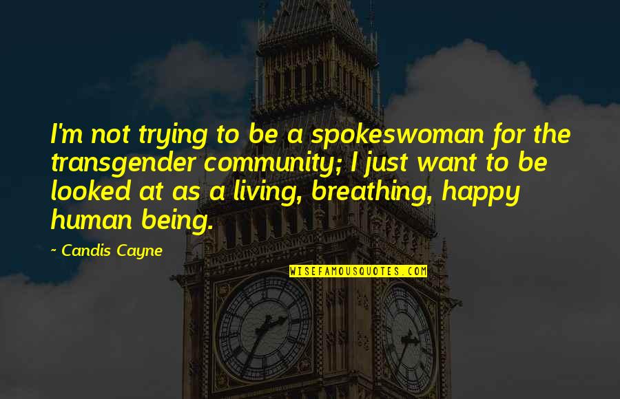 I Just Want To Be Happy Quotes By Candis Cayne: I'm not trying to be a spokeswoman for