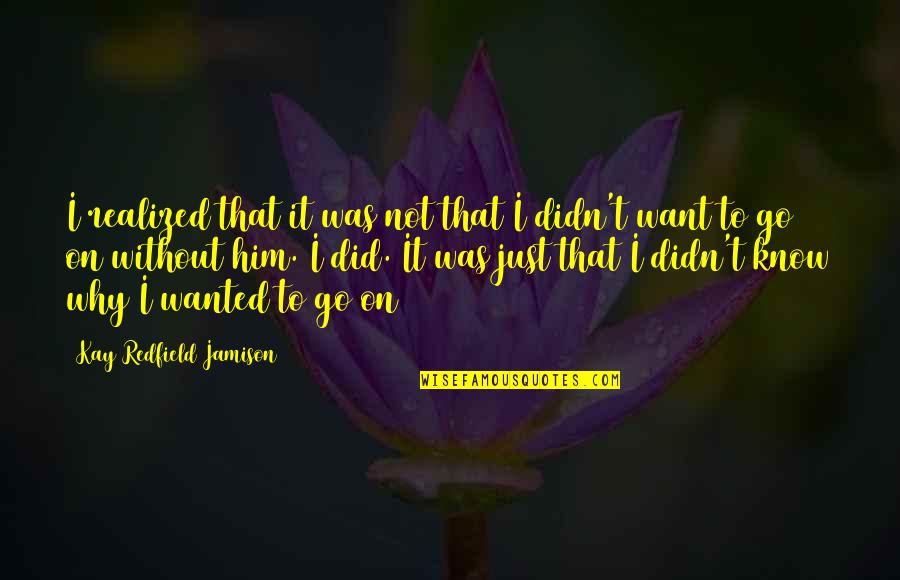 I Just Want To Love Quotes By Kay Redfield Jamison: I realized that it was not that I I Just Want To Love Quotes By Kay Redfield Jamison: I realized that it was not that I