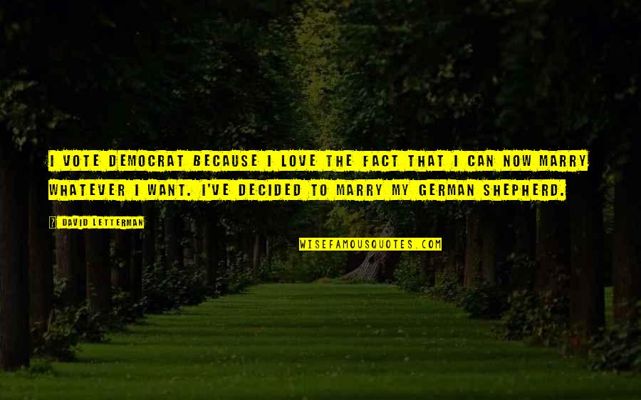 I Just Want To Marry You Quotes By David Letterman: I vote Democrat because I love the fact I Just Want To Marry You Quotes By David Letterman: I vote Democrat because I love the fact