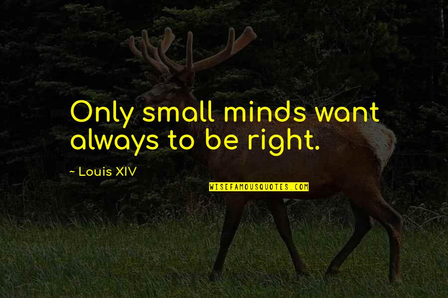 I Just Want You And Only You Quotes By Louis XIV: Only small minds want always to be right.
