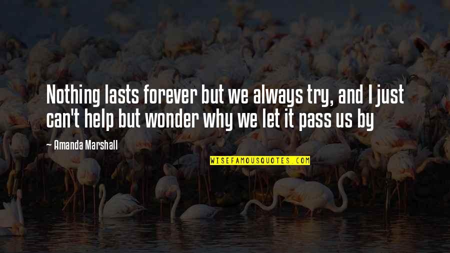 I Just Wonder Quotes By Amanda Marshall: Nothing lasts forever but we always try, and