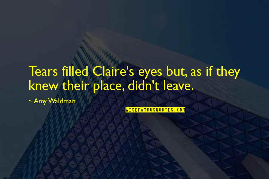 I Knew You'd Leave Quotes By Amy Waldman: Tears filled Claire's eyes but, as if they