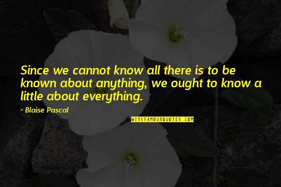 I Know Everything About You Quotes By Blaise Pascal: Since we cannot know all there is to