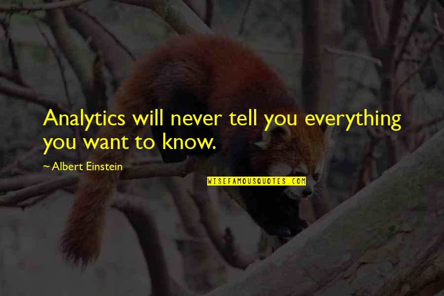 I Know Everything Will Be Okay Quotes By Albert Einstein: Analytics will never tell you everything you want