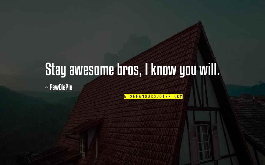 I Know I Am Awesome Quotes By PewDiePie: Stay awesome bros, I know you will.