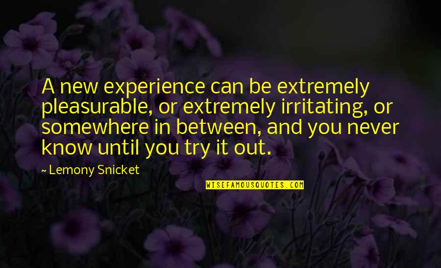 I Know I Am Irritating Quotes By Lemony Snicket: A new experience can be extremely pleasurable, or