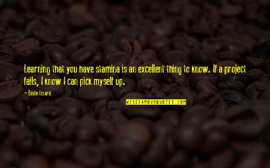 I Know I Can't Have You Quotes By Eddie Izzard: Learning that you have stamina is an excellent