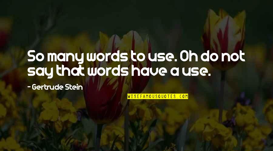 I Know I Irritate You Quotes By Gertrude Stein: So many words to use. Oh do not