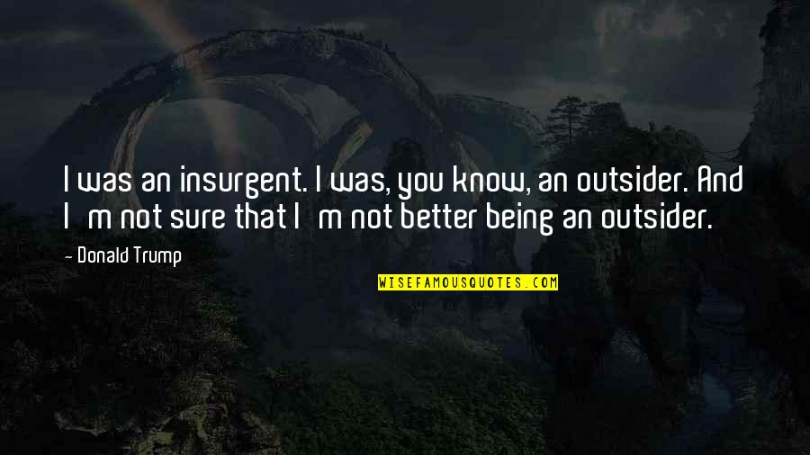 I Know I'm Better Quotes By Donald Trump: I was an insurgent. I was, you know,