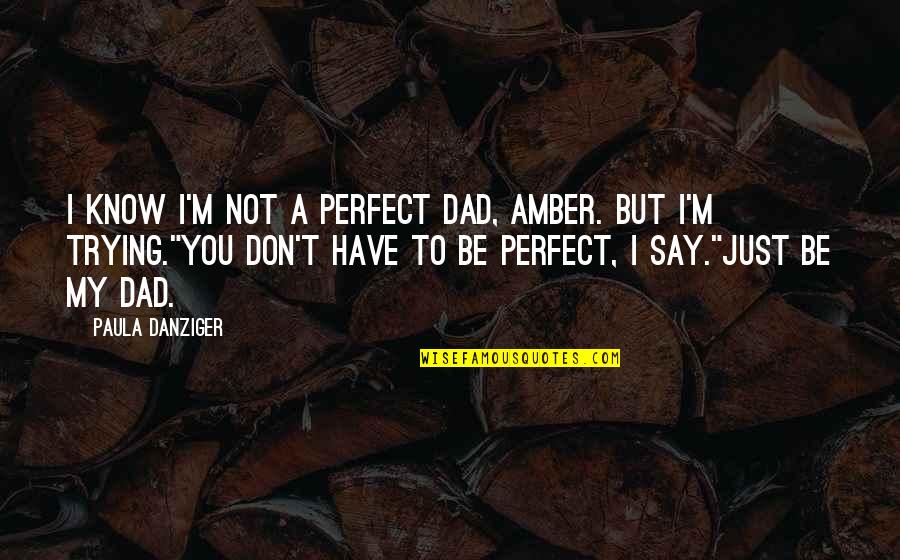 I Know I'm Not Perfect Quotes By Paula Danziger: I know I'm not a perfect dad, Amber.