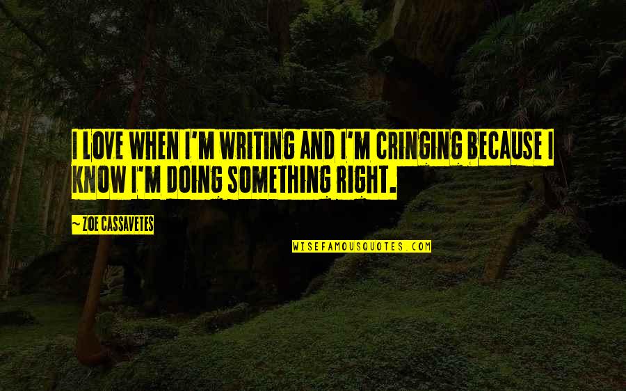 I Know I'm Right Quotes By Zoe Cassavetes: I love when I'm writing and I'm cringing