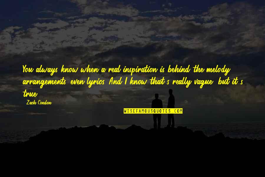 I Know It Real Quotes By Zach Condon: You always know when a real inspiration is