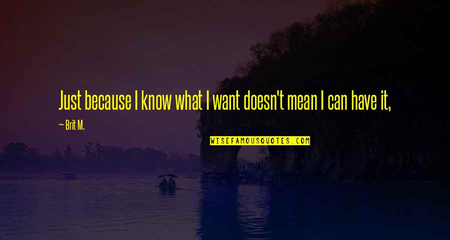 I Know What I Want Quotes By Brit M.: Just because I know what I want doesn't