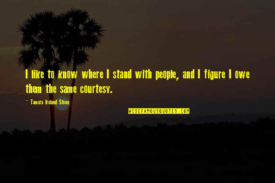 I Know Where I Stand With You Quotes By Tamara Ireland Stone: I like to know where I stand with