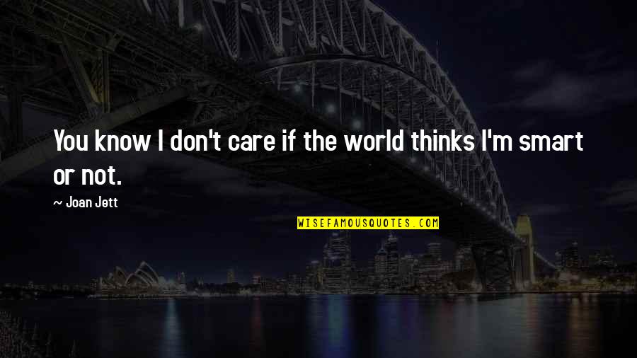 I Know You Care Quotes By Joan Jett: You know I don't care if the world