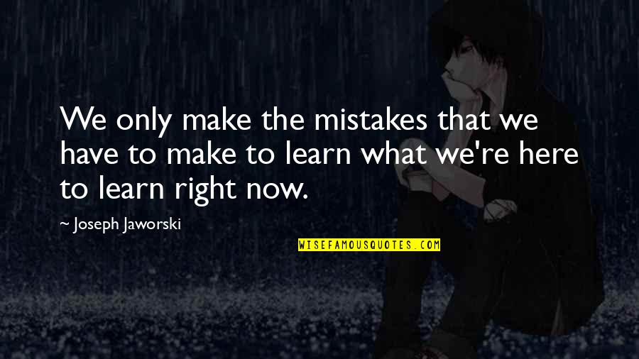 I Learn From My Mistakes Quotes By Joseph Jaworski: We only make the mistakes that we have I Learn From My Mistakes Quotes By Joseph Jaworski: We only make the mistakes that we have