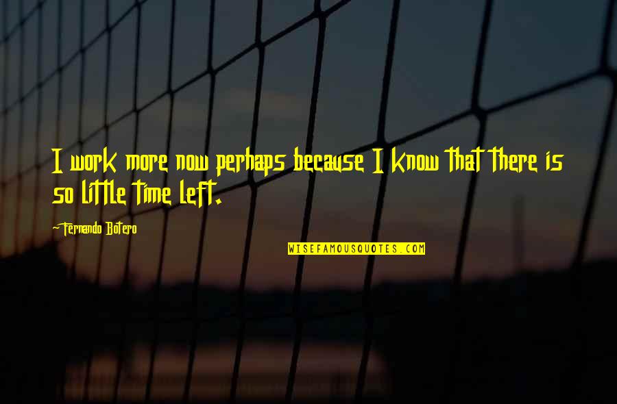 I Left Because Quotes By Fernando Botero: I work more now perhaps because I know