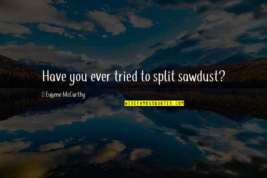 I Let You Slip Away Quotes By Eugene McCarthy: Have you ever tried to split sawdust?