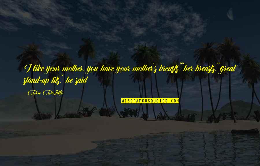 I Like Her Quotes By Don DeLillo: I like your mother. you have your mother's I Like Her Quotes By Don DeLillo: I like your mother. you have your mother's