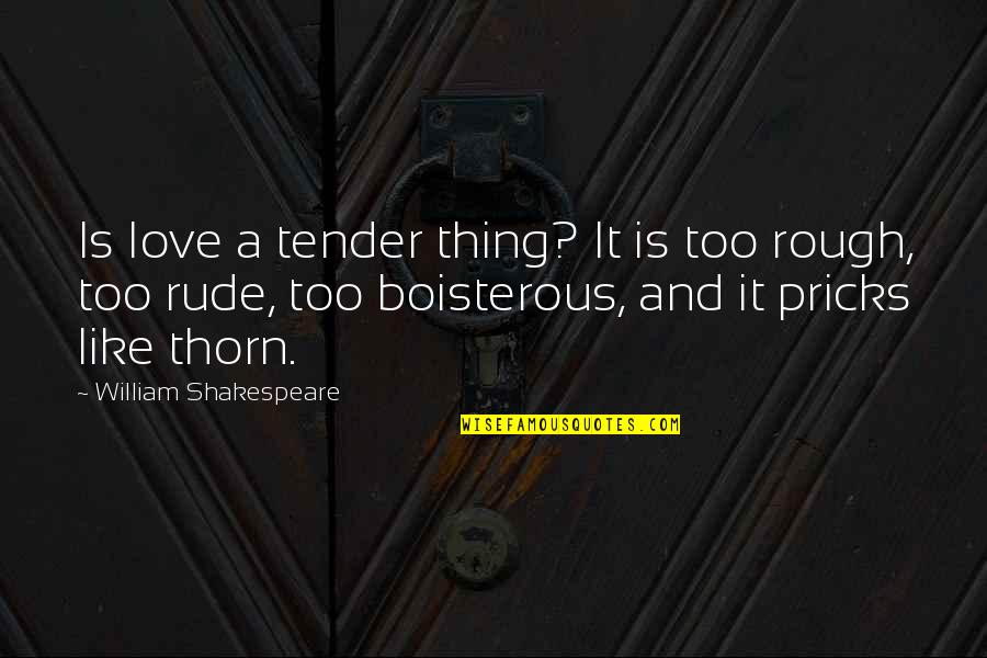 I Like It Rough Quotes By William Shakespeare: Is love a tender thing? It is too