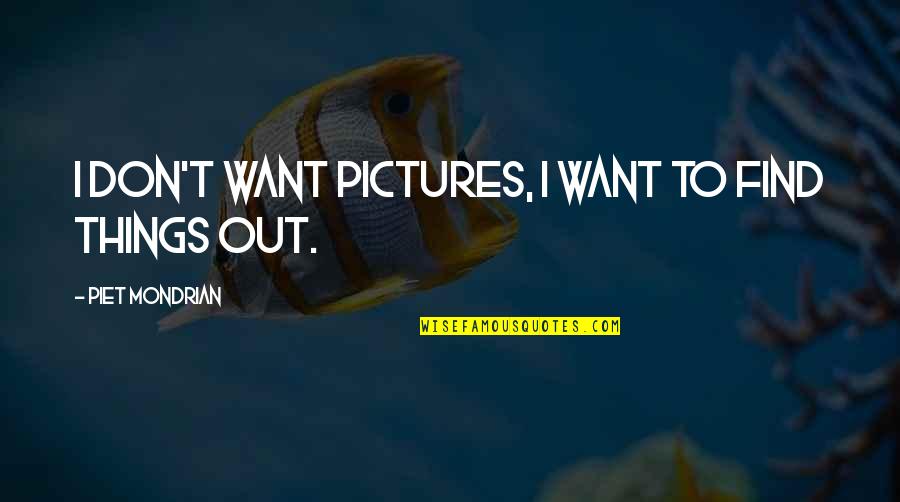 I Like Two Guys Quotes By Piet Mondrian: I don't want pictures, I want to find