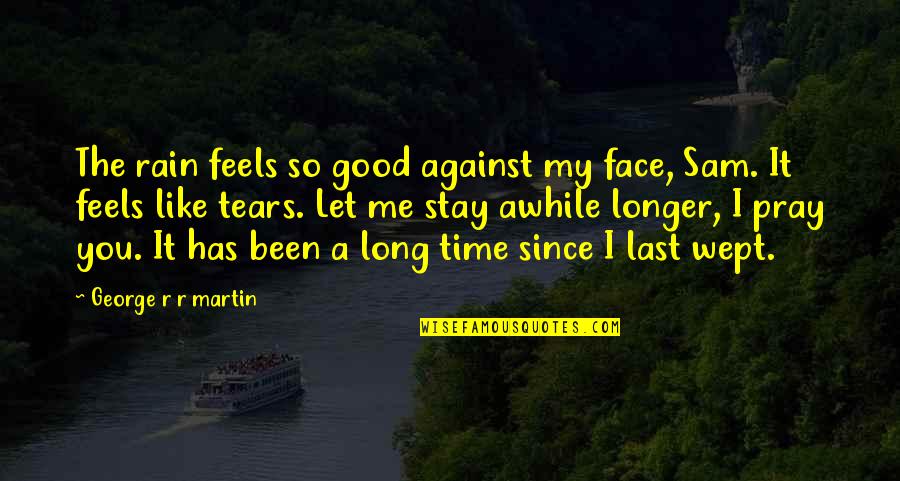 I Like You Long Quotes By George R R Martin: The rain feels so good against my face,