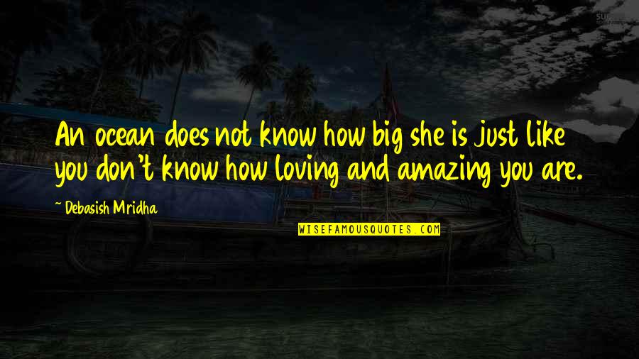 I Like You More Than You Know Quotes By Debasish Mridha: An ocean does not know how big she