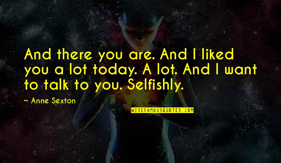 I Liked You Quotes By Anne Sexton: And there you are. And I liked you