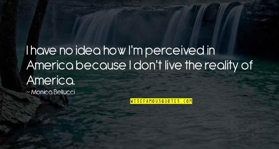 I Live Because Of You Quotes By Monica Bellucci: I have no idea how I'm perceived in