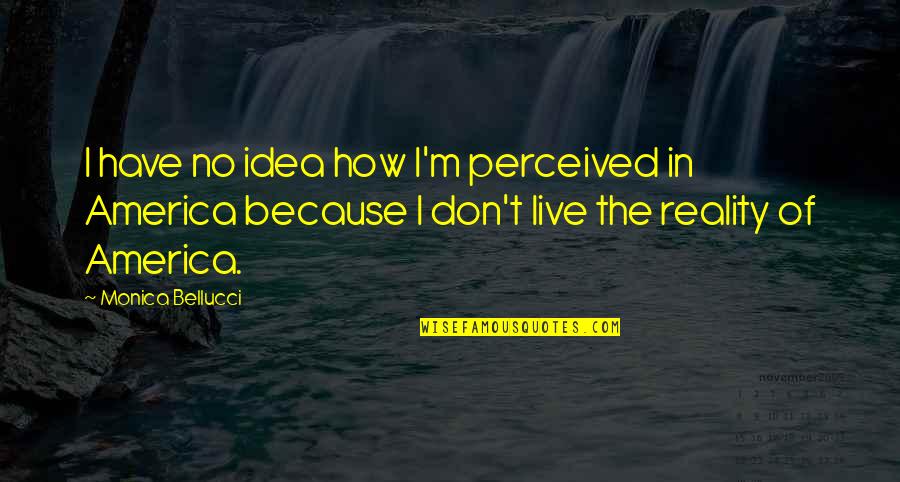 I Live Because Quotes By Monica Bellucci: I have no idea how I'm perceived in