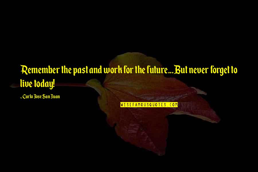 I Live For Today Quotes By Carlo Jose San Juan: Remember the past and work for the future...But I Live For Today Quotes By Carlo Jose San Juan: Remember the past and work for the future...But