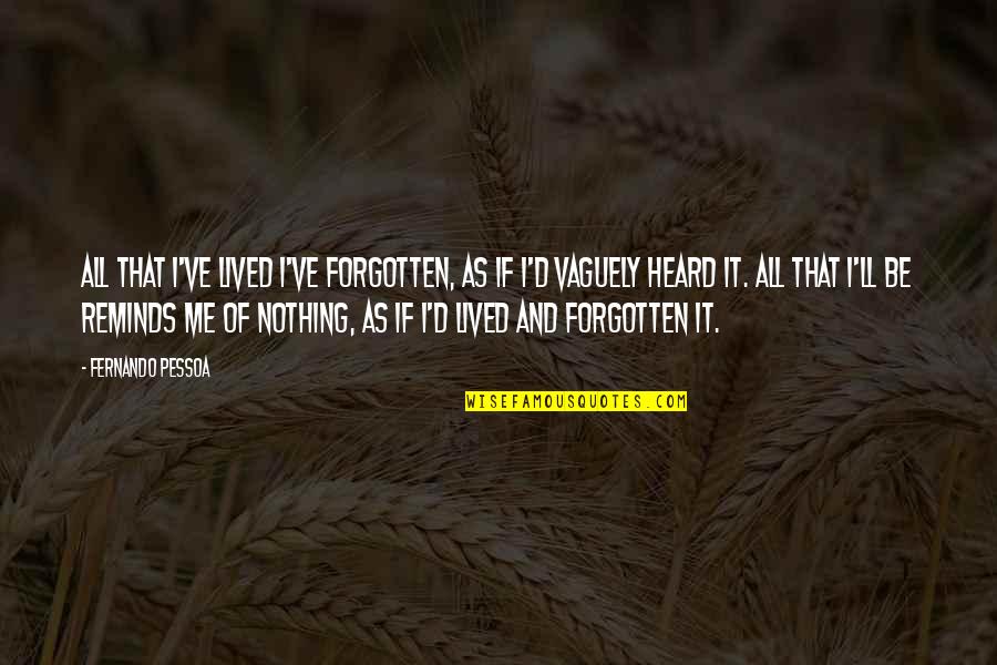 I Lived It Quotes By Fernando Pessoa: All that I've lived I've forgotten, as if I Lived It Quotes By Fernando Pessoa: All that I've lived I've forgotten, as if