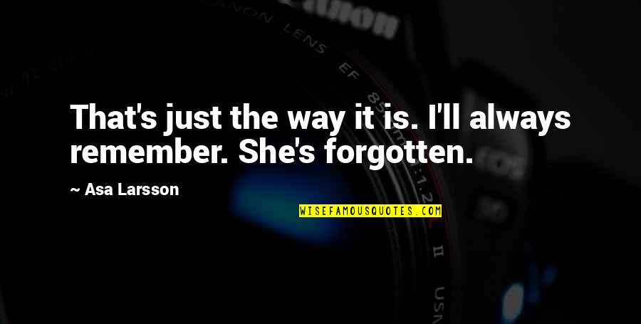 I Ll Always Remember You Quotes By Asa Larsson: That's just the way it is. I'll always