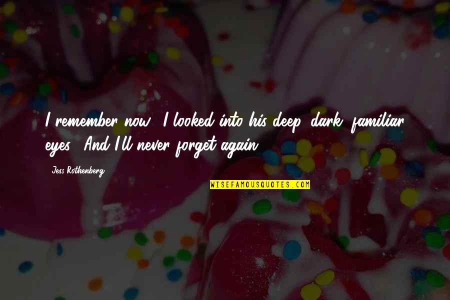 I Ll Never Forget You Quotes By Jess Rothenberg: I remember now." I looked into his deep,