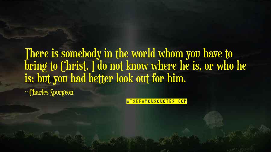 I Look Better Quotes By Charles Spurgeon: There is somebody in the world whom you
