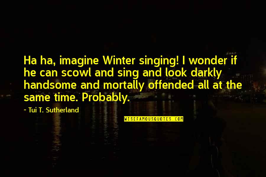 I Look Handsome Quotes By Tui T. Sutherland: Ha ha, imagine Winter singing! I wonder if