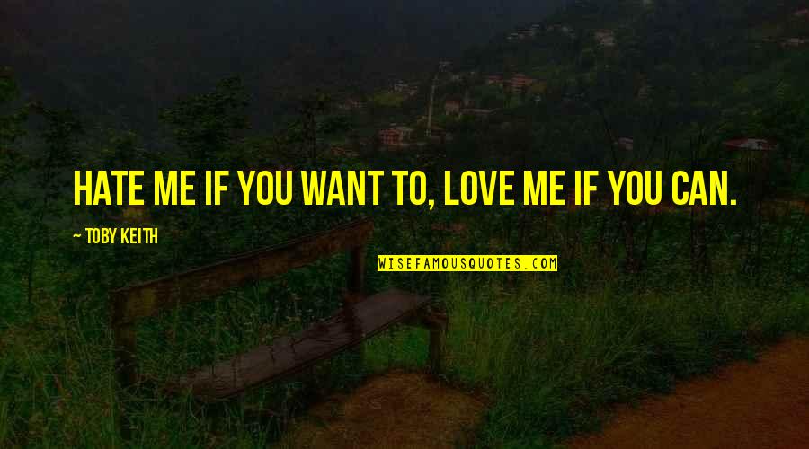 I Love Me For The Both Of Us Quotes By Toby Keith: Hate me if you want to, love me