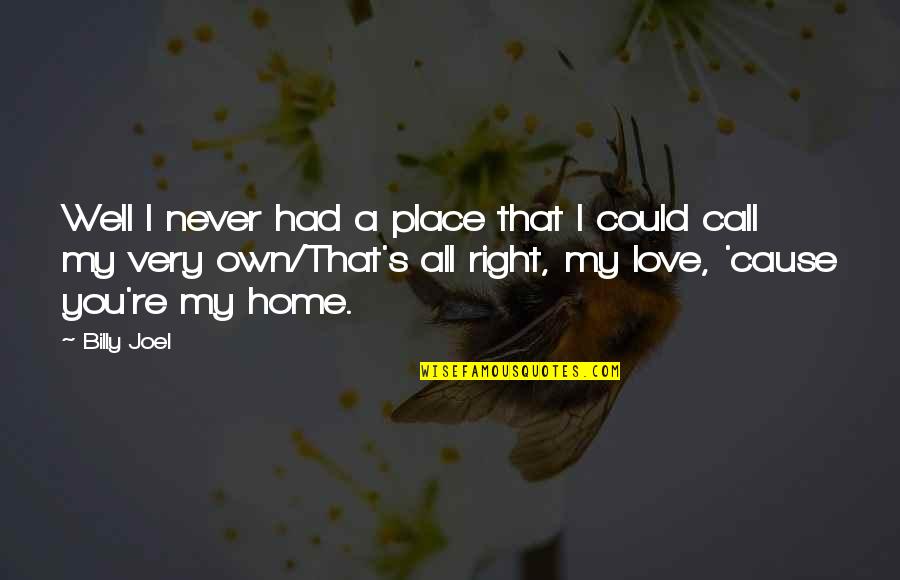 I Love My Home Quotes By Billy Joel: Well I never had a place that I I Love My Home Quotes By Billy Joel: Well I never had a place that I