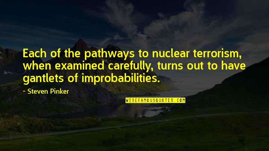 I Love Pani Puri Quotes By Steven Pinker: Each of the pathways to nuclear terrorism, when