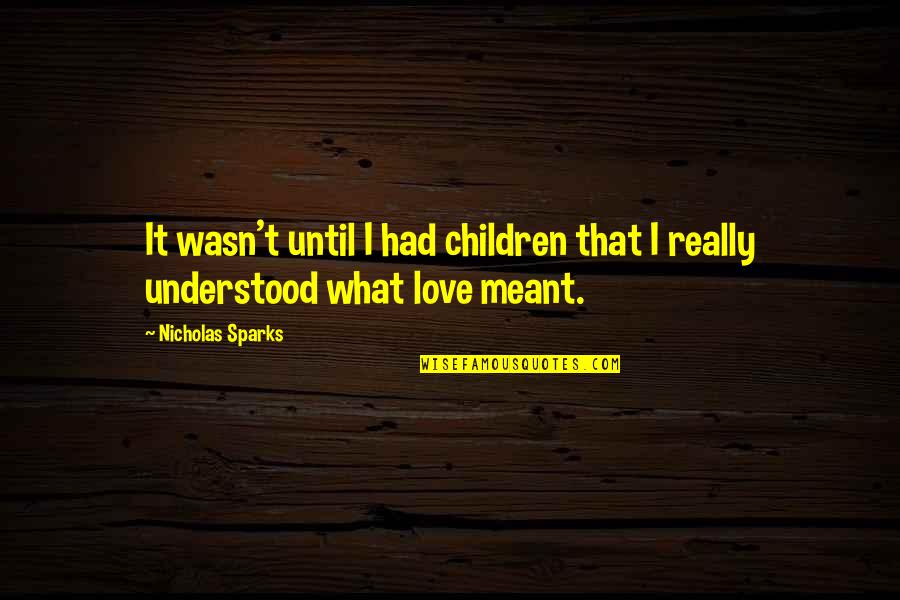 I Love That Quotes By Nicholas Sparks: It wasn't until I had children that I