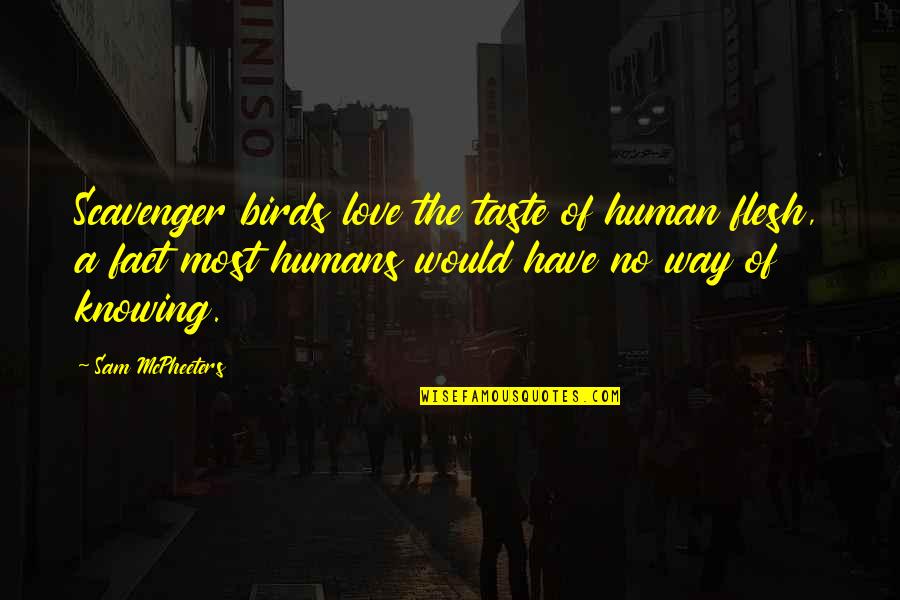 I Love The Way You Taste Quotes By Sam McPheeters: Scavenger birds love the taste of human flesh, I Love The Way You Taste Quotes By Sam McPheeters: Scavenger birds love the taste of human flesh,