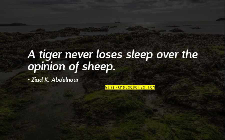 I Love Watching The Rain Quotes By Ziad K. Abdelnour: A tiger never loses sleep over the opinion