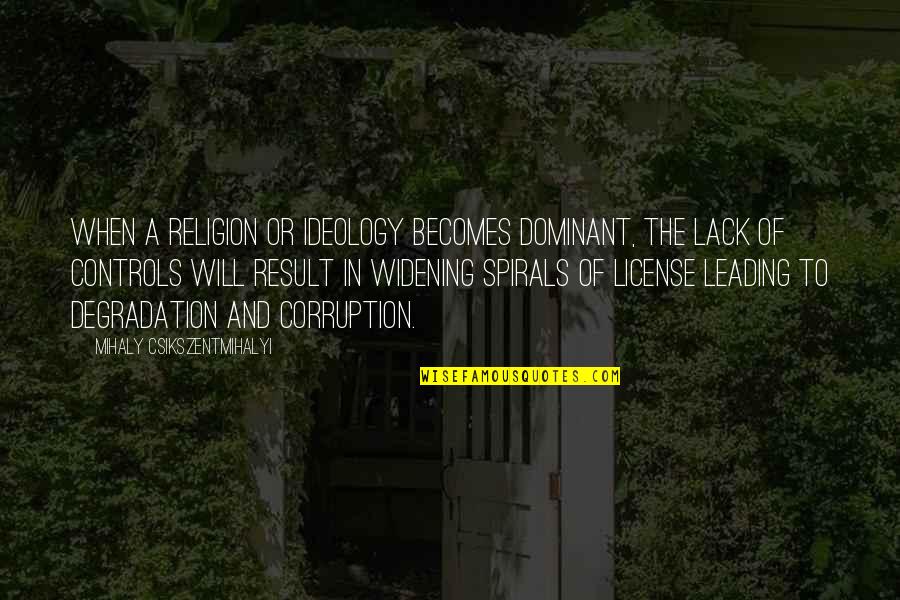 I Love You And It's Killing Me Quotes By Mihaly Csikszentmihalyi: When a religion or ideology becomes dominant, the