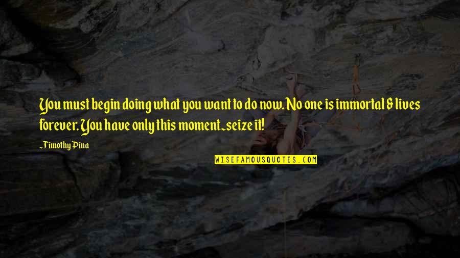 I Love You Because You Make Me A Better Person Quotes By Timothy Pina: You must begin doing what you want to