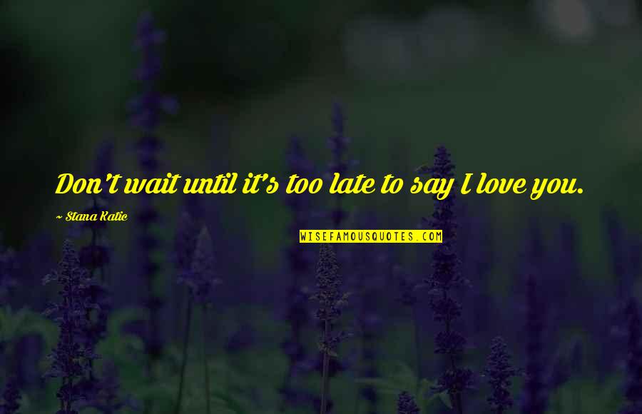 I Love You Happy Valentines Day Quotes By Stana Katic: Don't wait until it's too late to say