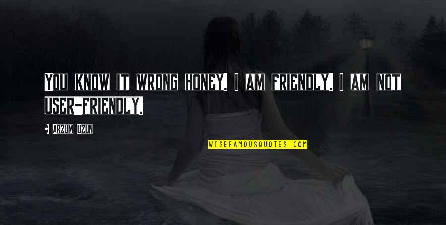 I Love You Honey Quotes By Arzum Uzun: You know it wrong honey. I am friendly.