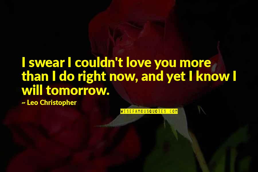 I Love You More Now Quotes By Leo Christopher: I swear I couldn't love you more than