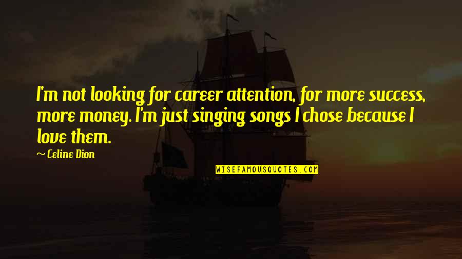 I Love You Not Because Of Your Money Quotes By Celine Dion: I'm not looking for career attention, for more