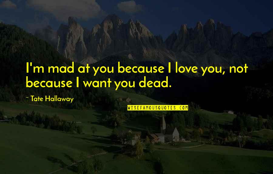 I Love You Not Because Quotes By Tate Hallaway: I'm mad at you because I love you,