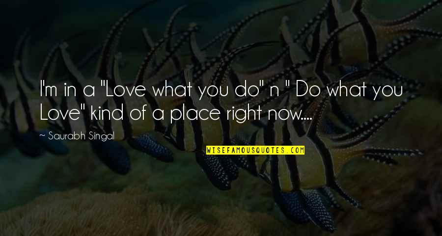 I Love You Now Quotes By Saurabh Singal: I'm in a "Love what you do" n